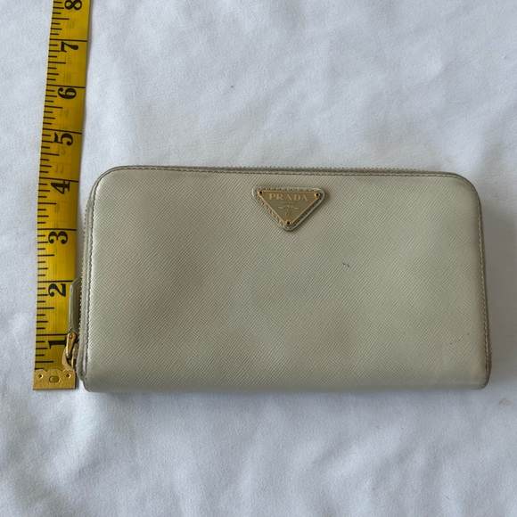 PRADA Authentic Saffiano Gold Leather Zipper Around Wallet - Picture 15 of 16